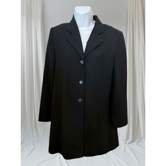 Valerie Stevens Pure Wool Black Long Blazer Coat– Women’s Size 4 - Picture 1 of 7